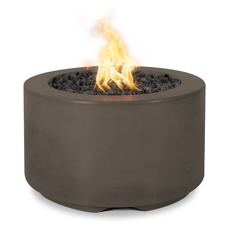 The Outdoor Plus 32 Round Florence Fire Pit, GFRC Concrete, Chocolate, Plug & Play Electronic Ignition, Natural Gas OPT-FL3218EKIT-CHC-NG